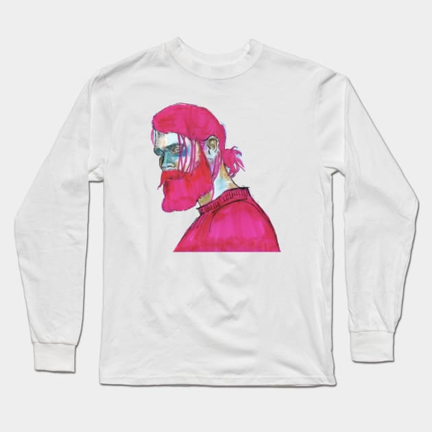 Pink Beard Long Sleeve T-Shirt by FanitsaArt